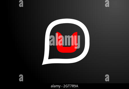 U letter design with red question cloud. Alphabet logo design. Icon brading for products and company Stock Vector