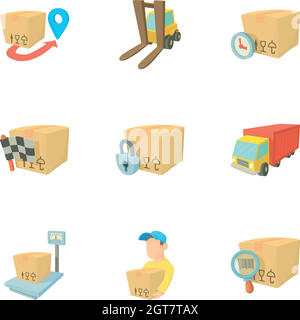 Delivery icons set, cartoon style Stock Vector