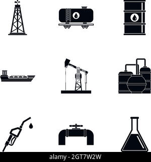 Fuel icons set, simple style Stock Vector