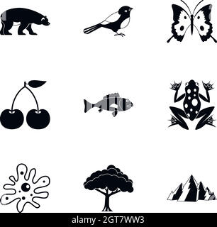 Nature icons set, simple style Stock Vector