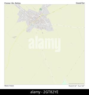 Fresne-lès-Reims, Marne, France, Grand Est, N 49 19' 59'', E 4 5' 59'', map, Timeless Map published in 2021. Travelers, explorers and adventurers like Florence Nightingale, David Livingstone, Ernest Shackleton, Lewis and Clark and Sherlock Holmes relied on maps to plan travels to the world's most remote corners, Timeless Maps is mapping most locations on the globe, showing the achievement of great dreams Stock Photo