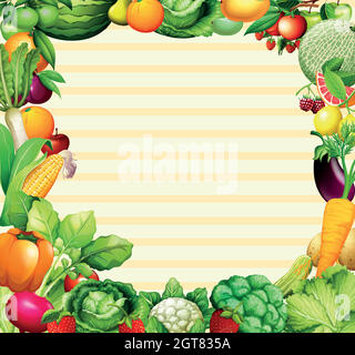 Frame design with vegetables and fruits Stock Vector