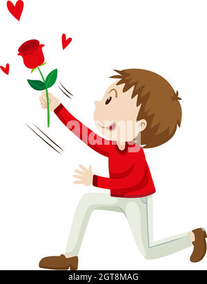 Man holding up the rose Stock Vector