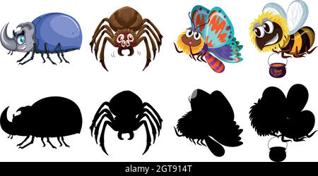 Set of insect character Stock Vector