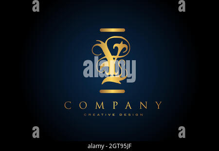 vintage gold Y alphabet letter logo icon for company and business. Brading and lettering with creative golden design Stock Vector