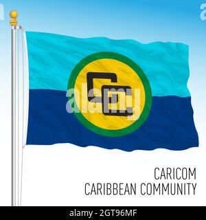 Caricom, Caribbean Community flag, american organisation, vector illustration Stock Vector