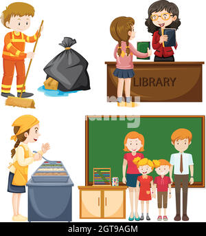 People doing different types of jobs Stock Vector