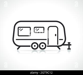 trailer caravan thin line icon isolated design Stock Vector