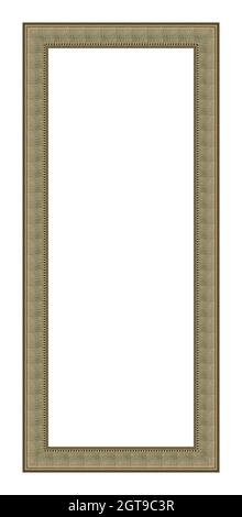 Rectangular empty wooden and silver gilded frame isolated on white background Stock Photo