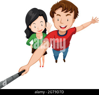 Love couple taking selfie Stock Vector