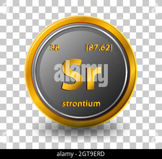 Strontium chemical element. Chemical symbol with atomic number and atomic mass. Stock Vector