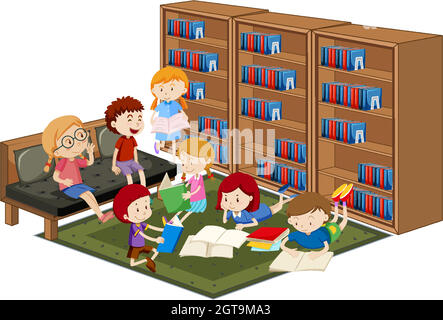 vector cartoon children reading background Stock Vector Image & Art - Alamy