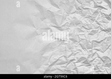 Crumpled Paper Texture Background, White Creased Paper. Stock Photo