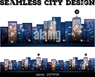 Seamless city buildings with light on Stock Vector