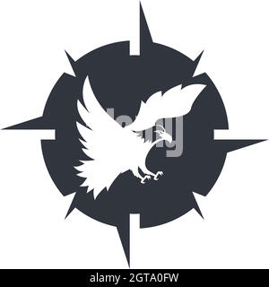 compass witg falcon eagle logo vector template illustration Stock Vector