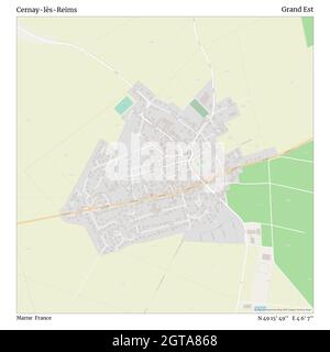 Cernay-lès-Reims, Marne, France, Grand Est, N 49 15' 49'', E 4 6' 7'', map, Timeless Map published in 2021. Travelers, explorers and adventurers like Florence Nightingale, David Livingstone, Ernest Shackleton, Lewis and Clark and Sherlock Holmes relied on maps to plan travels to the world's most remote corners, Timeless Maps is mapping most locations on the globe, showing the achievement of great dreams Stock Photo