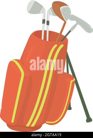 Golfing bag icon, cartoon style Stock Vector