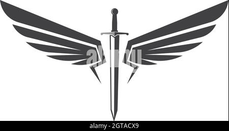 sword wings  logo icon vector illustration design Stock Vector