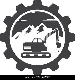excavator gear concept  icon logo vector design Stock Vector