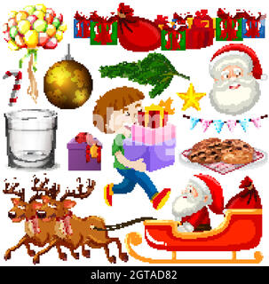 Set of isolated objects of christmas theme Stock Vector