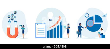 Business strategy and customer attraction concept. Vector of a team of people building a success Stock Vector