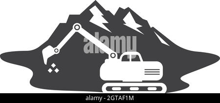 excavator mountain icon logo vector design Stock Vector