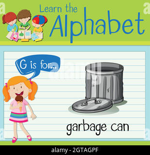 Flashcard letter G is for garbage can Stock Vector