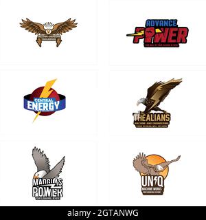 Set of Modern Power Energy Badge Logo Design Stock Vector