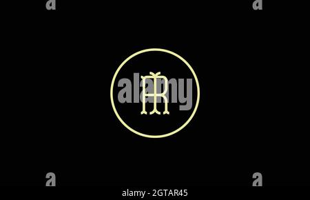 letters ir logo design with negative space effect for illustration use Stock Vector