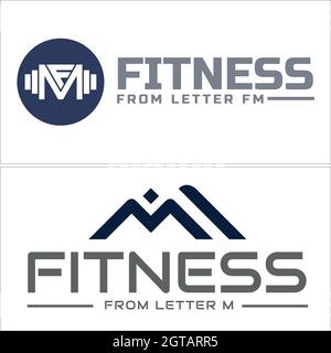 Physical fitness gym health logo design Stock Vector