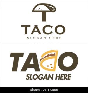 Taco traditional Mexico food logo design vector illustration Stock Vector