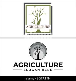 Agriculture tree farms industry logo design Stock Vector