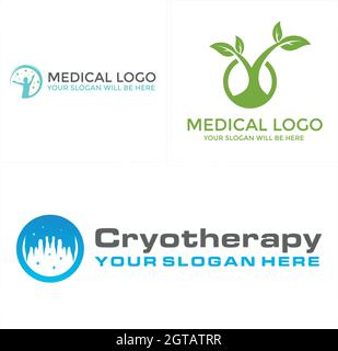Medical cryotherapy tree leaf nature logo design Stock Vector