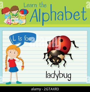 Flashcard letter L is for ladybug Stock Vector