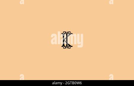 letters ik logo design with negative space effect for illustration use Stock Vector