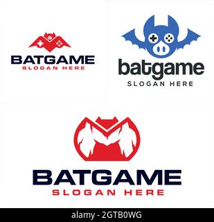 Games recreational joystick bat character logo design Stock Vector