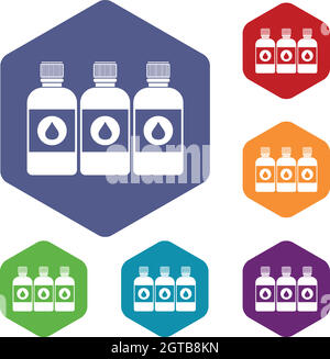 Printer ink bottles icons set Stock Vector
