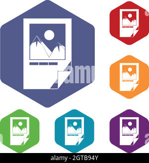 Tested ink paper with printer marks icons set Stock Vector