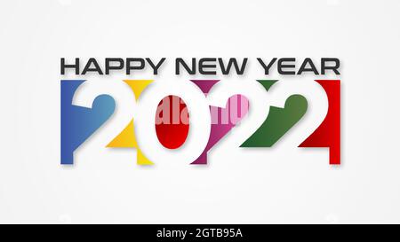 Happy new year 2022 colorful text. 2022 number vector suitable design illustration for greetings, invitations, banner or background. Stock Vector