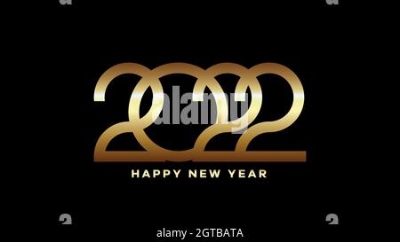 Happy new year 2022 text. Golden 2022 number vector suitable design illustration for greetings, invitations, banner or background. Stock Vector