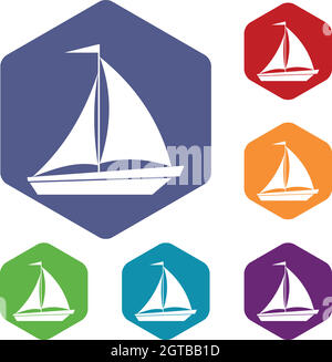 Boat with sails icons set vector color Stock Vector Image & Art - Alamy