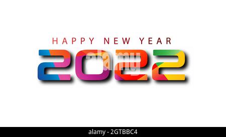 2022 colorful Text. Happy New Year 2022. suitable for greeting, invitations, banner or background design of 2022. Vector design illustration Stock Vector