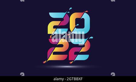 Happy new year 2022 colorful text. 2022 number vector suitable design illustration for greetings, invitations, banner or background. Stock Vector