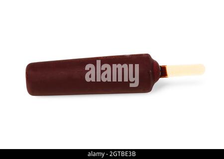 Popsicle in chocolate glaze on a stick isolated on white Stock Photo