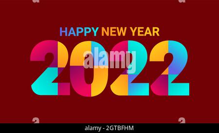 Happy new year 2022 colorful text. 2022 number vector suitable design illustration for greetings, invitations, banner or background. Stock Vector