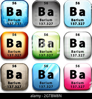 An icon showing the element Barium Stock Vector