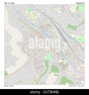 Bar-le-Duc, Meuse, France, Grand Est, N 48 46' 21'', E 5 9' 39'', map, Timeless Map published in 2021. Travelers, explorers and adventurers like Florence Nightingale, David Livingstone, Ernest Shackleton, Lewis and Clark and Sherlock Holmes relied on maps to plan travels to the world's most remote corners, Timeless Maps is mapping most locations on the globe, showing the achievement of great dreams Stock Photo