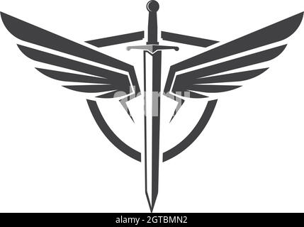 sword wings  logo icon vector illustration design Stock Vector