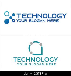 Technology dot line connected logo design Stock Vector