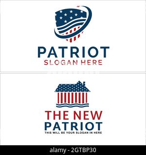 Shield American home vector logo design Stock Vector